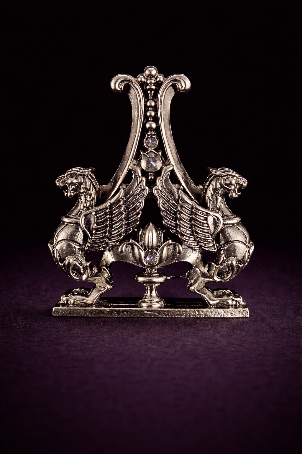 Twin Griffin Lyre Brooch
