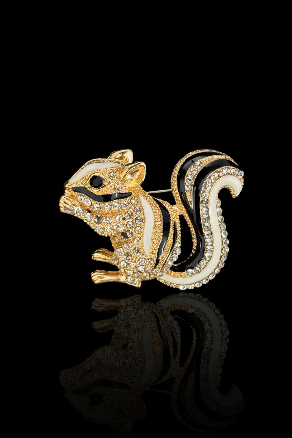 Midnight Stripe Squirrel Brooch