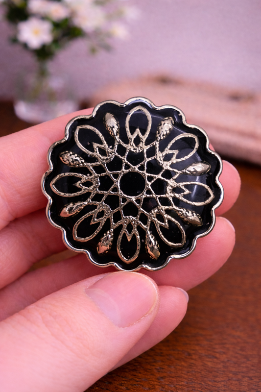Midnight Rosette Bandhgala Button