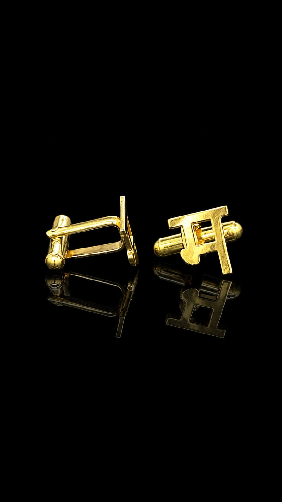 Rajputana Initial "म" Gold Cufflinks