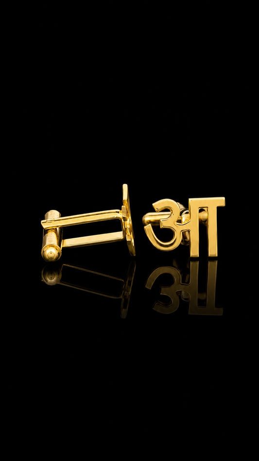 Rajputana Initial "आ" Gold Cufflinks
