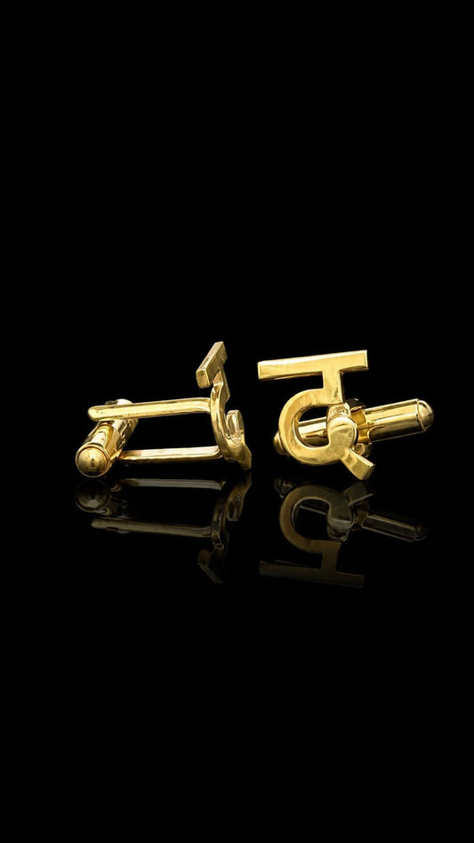 Rajputana Initial "द" Gold Cufflinks