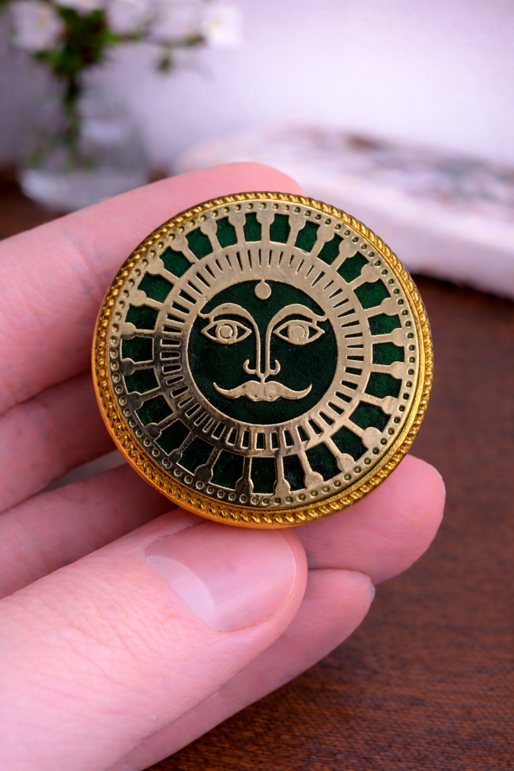 Surya Raj – Brass Tewa Art Bandhgala Button