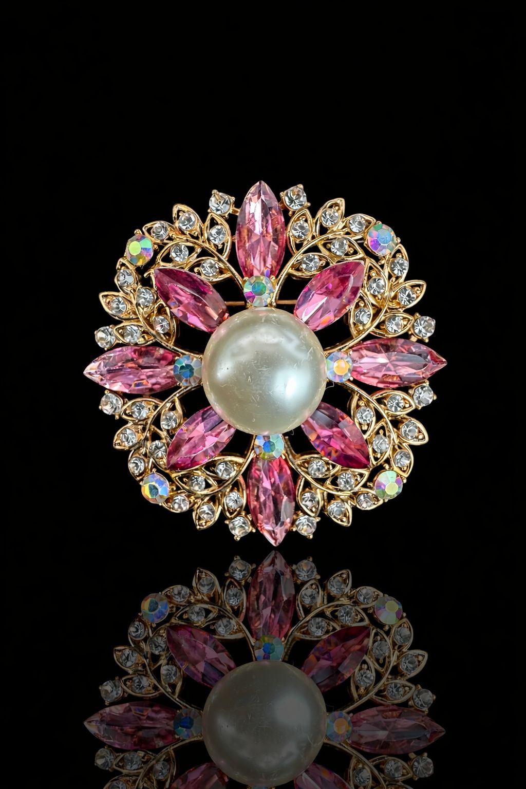Golden Pearl Bloom Brooch