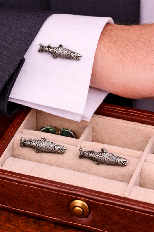 Silver Stream Trout Cufflinks