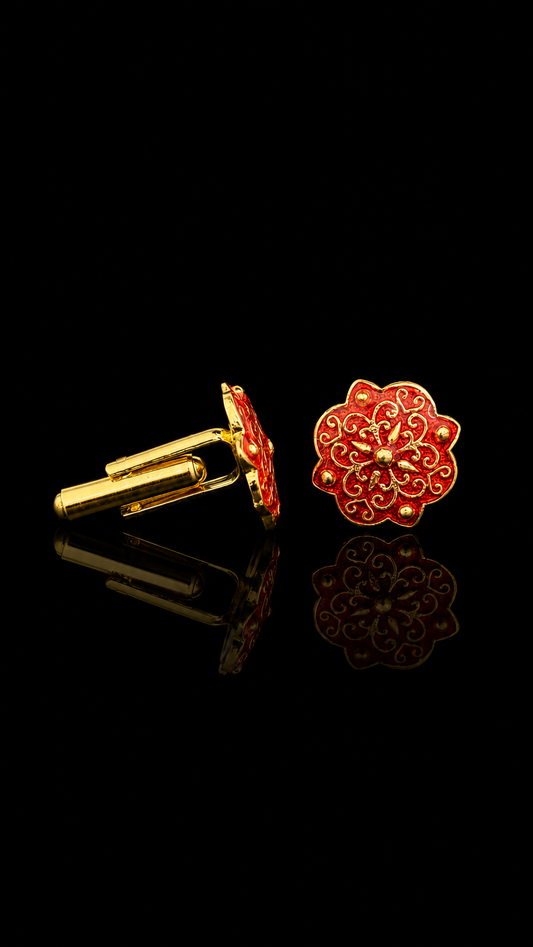Maharaja Vermilion Rosette Cufflinks