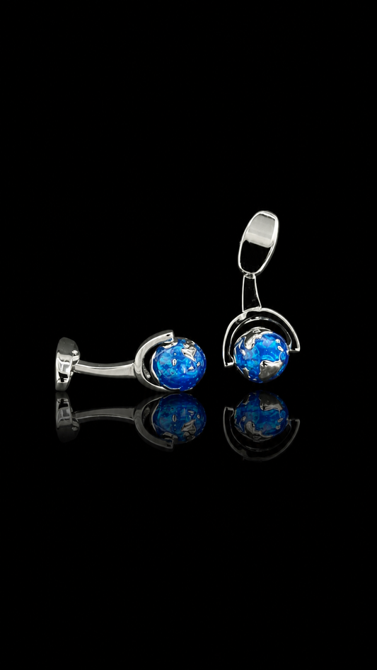 Ocean Globe Blue Stone Cufflinks