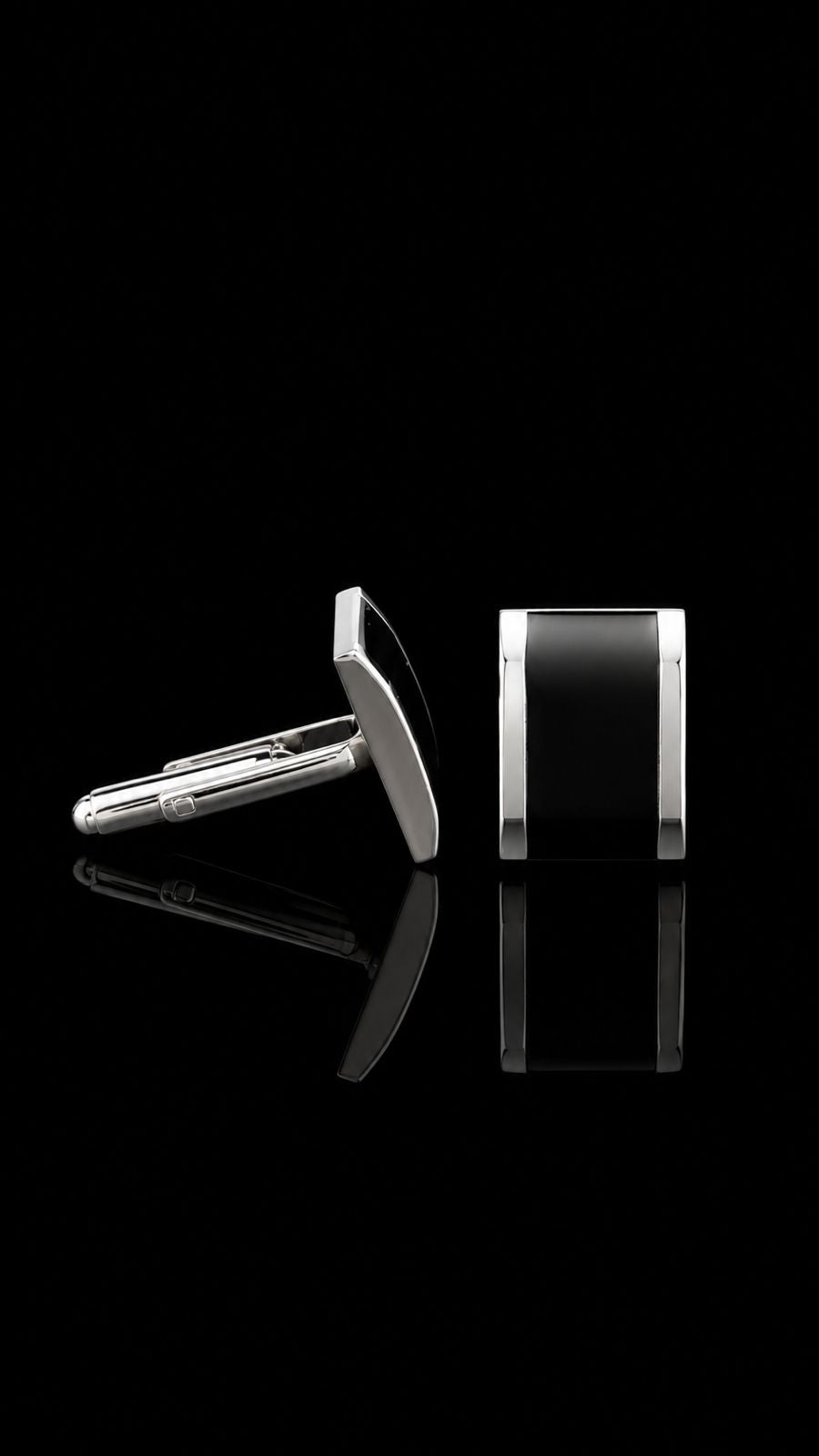 Sleek Black Curve Cufflinks