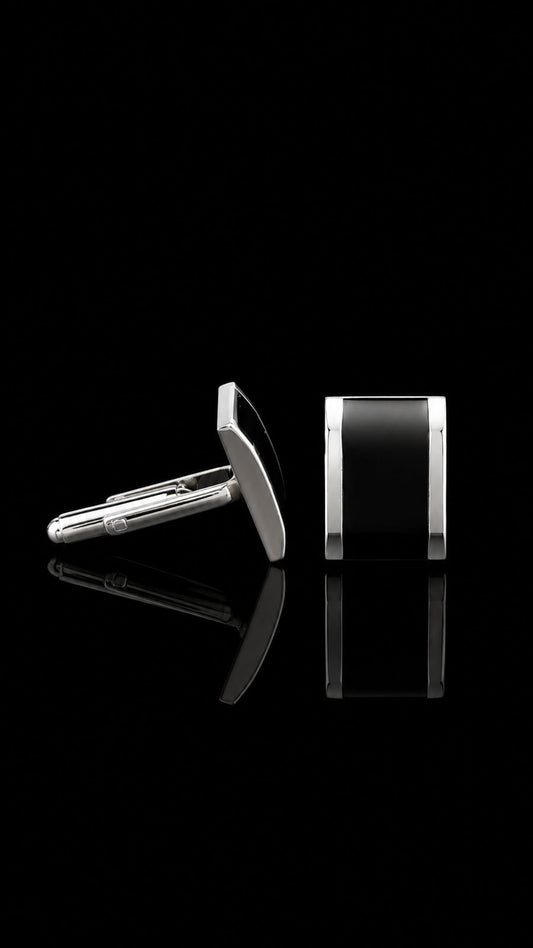 Sleek Black Curve Cufflinks