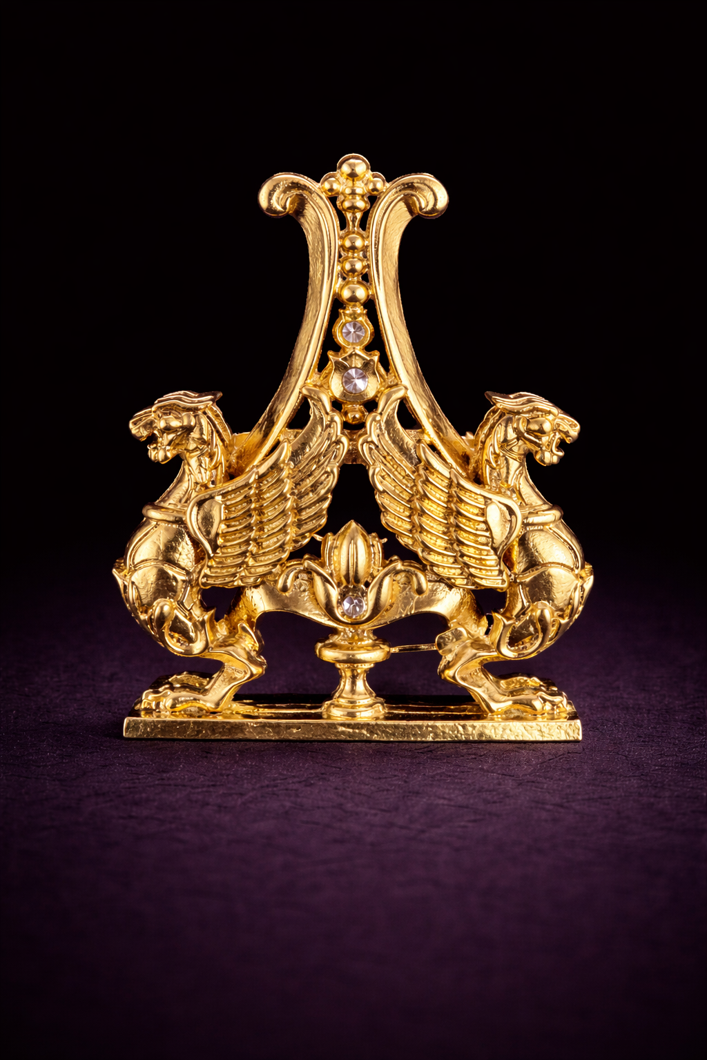 Twin Griffin Lyre Brooch