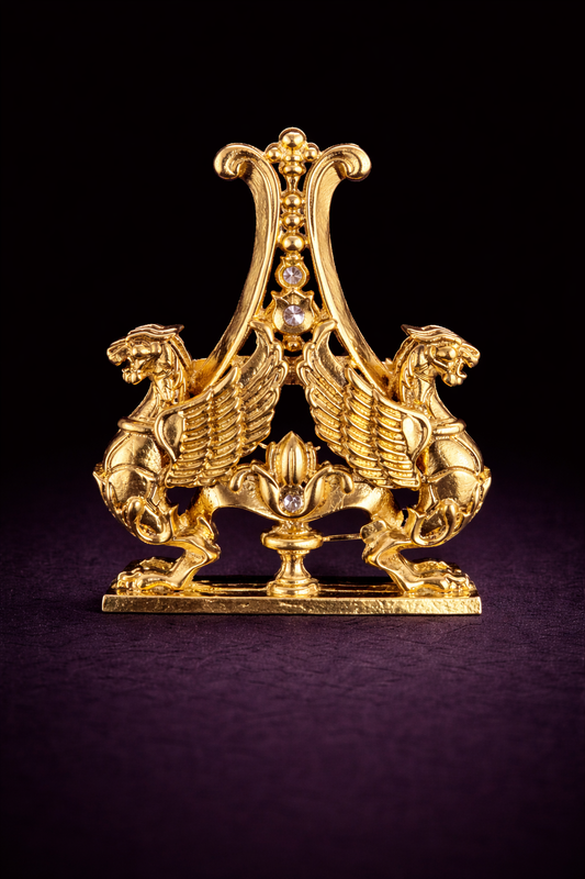 Twin Griffin Lyre Brooch