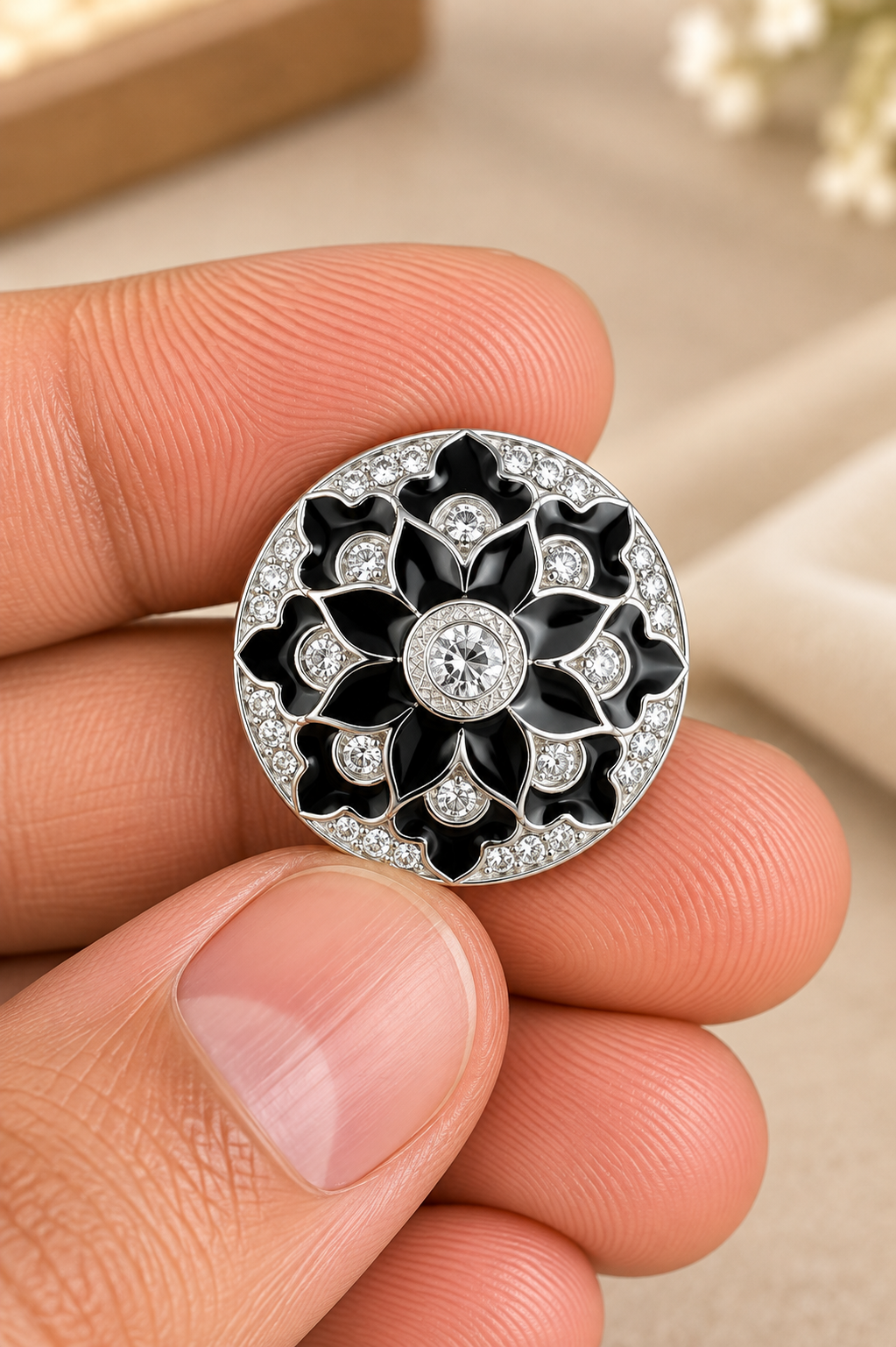 Royal Floral Enamel Bandhgala Button