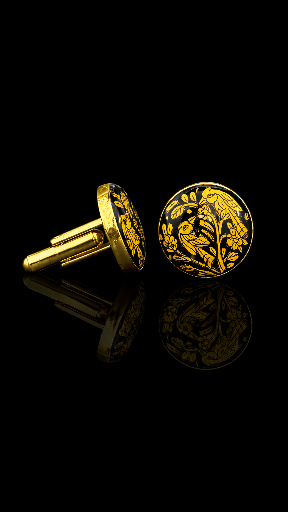 Suvarna Pakshi Hand-Painted Enamel Cufflinks