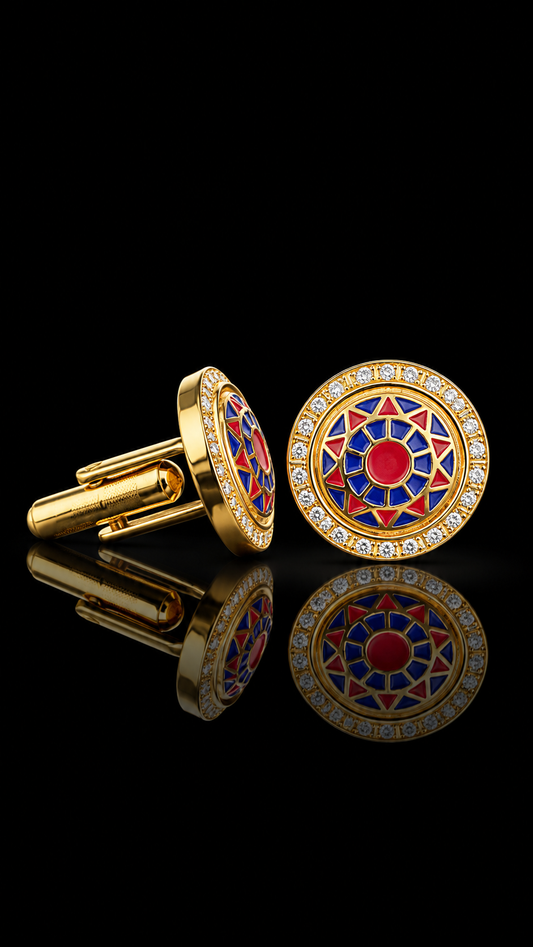Royal Geometric Enamel Crystal Cufflinks