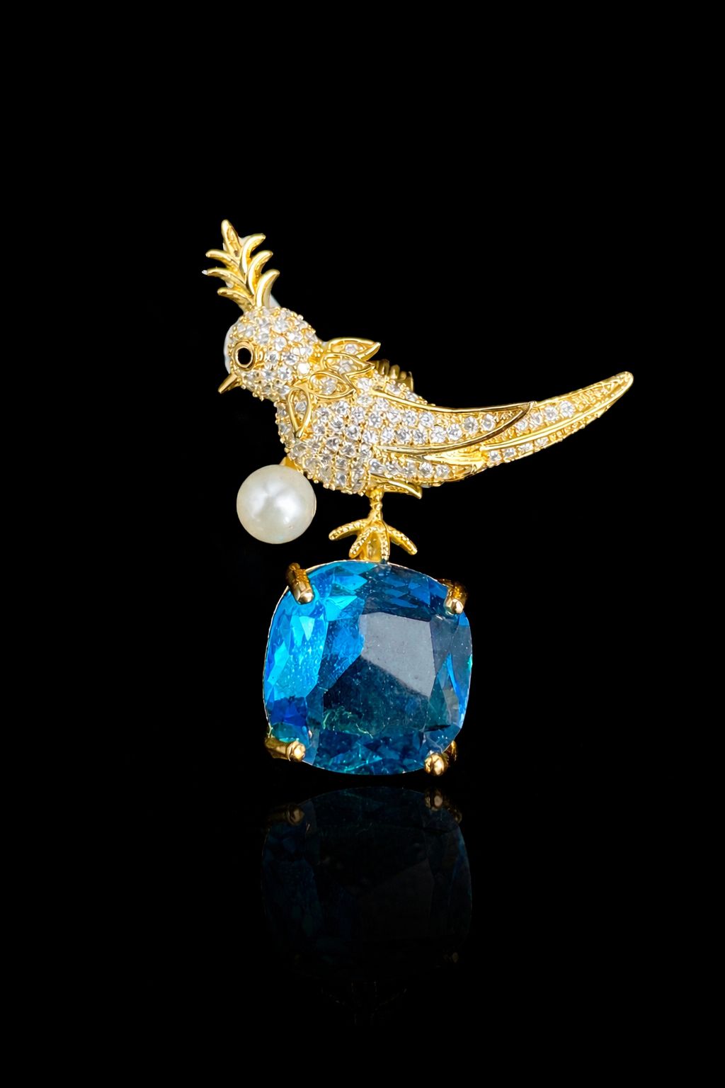 Azure Perch Bird Brooch