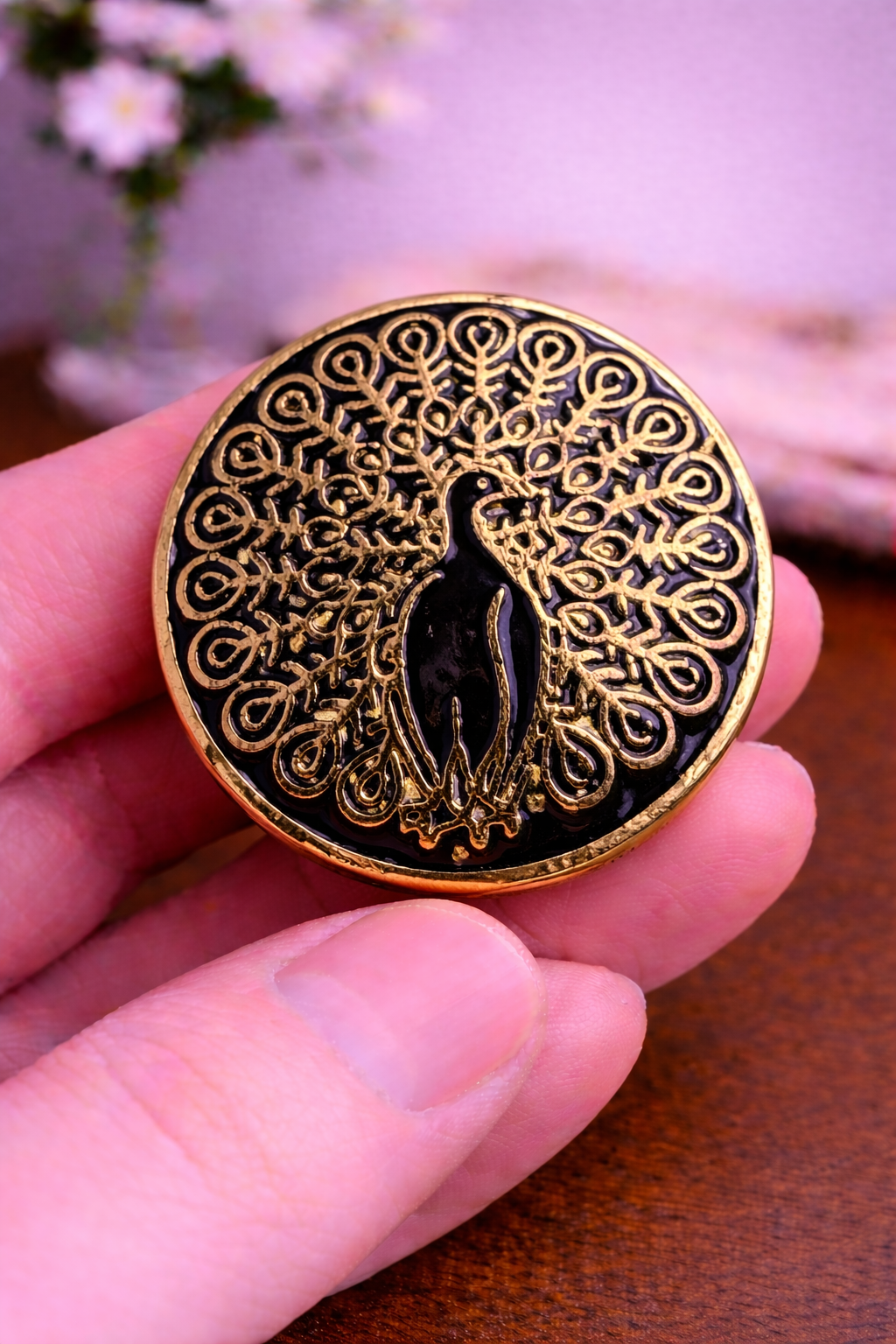Royal Peacock Crest Bandhgala Button