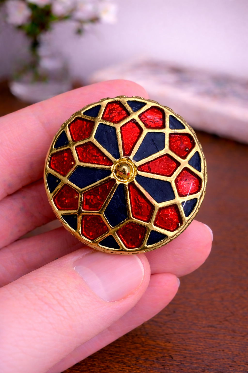 Azure Mosaic Bandhgal Button