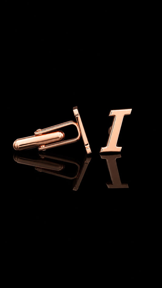 Rajputana Initial "I" Rose Gold Cufflinks