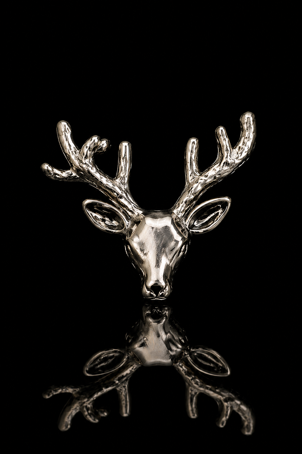 Silver Stag Head Lapel Pin