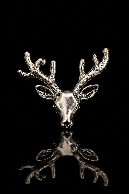 Silver Stag Head Lapel Pin