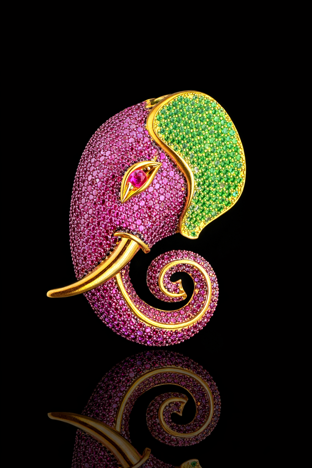 Regal Elephant Crystal Brooch