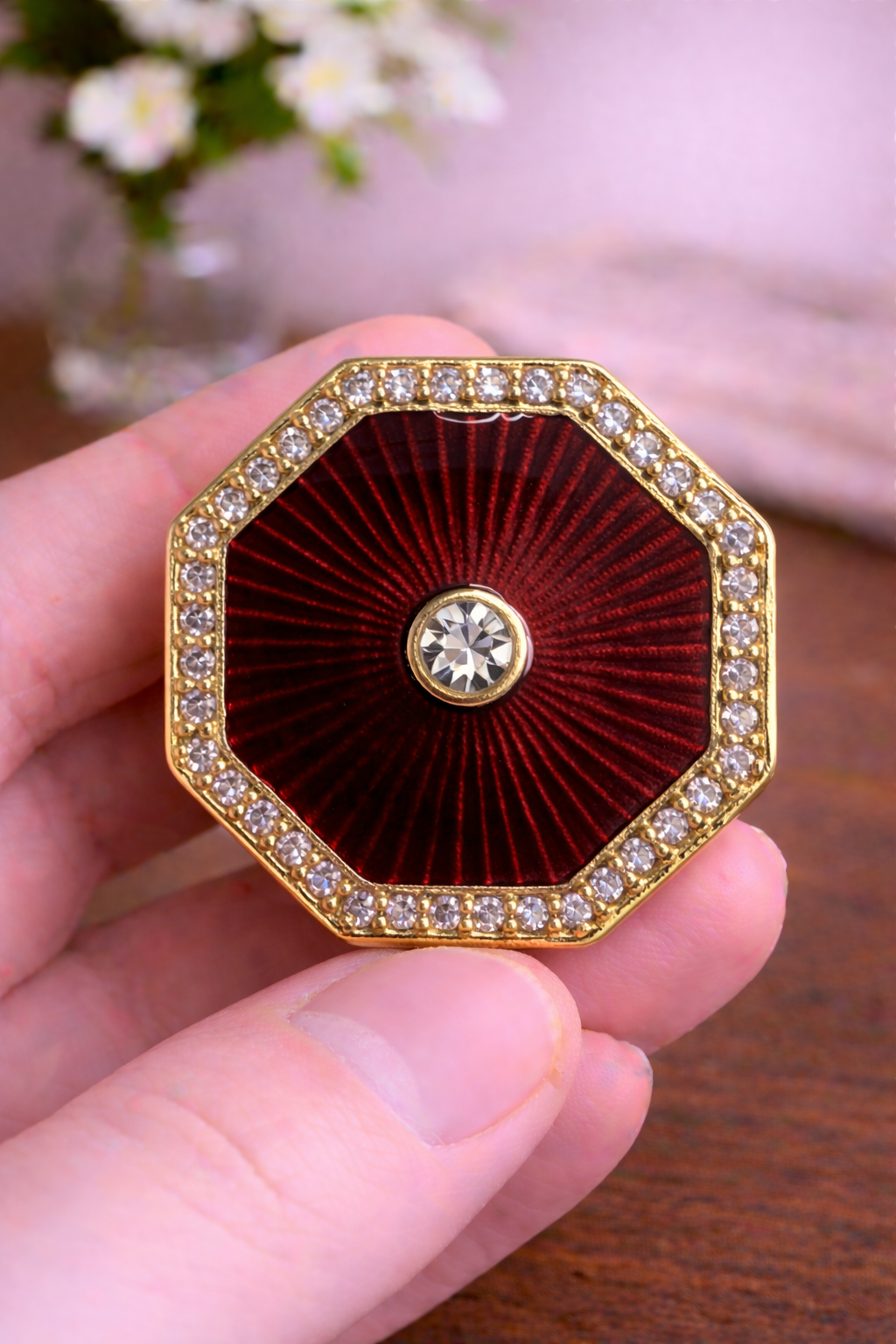 Regal Crimson Octagon Bandhgala Button