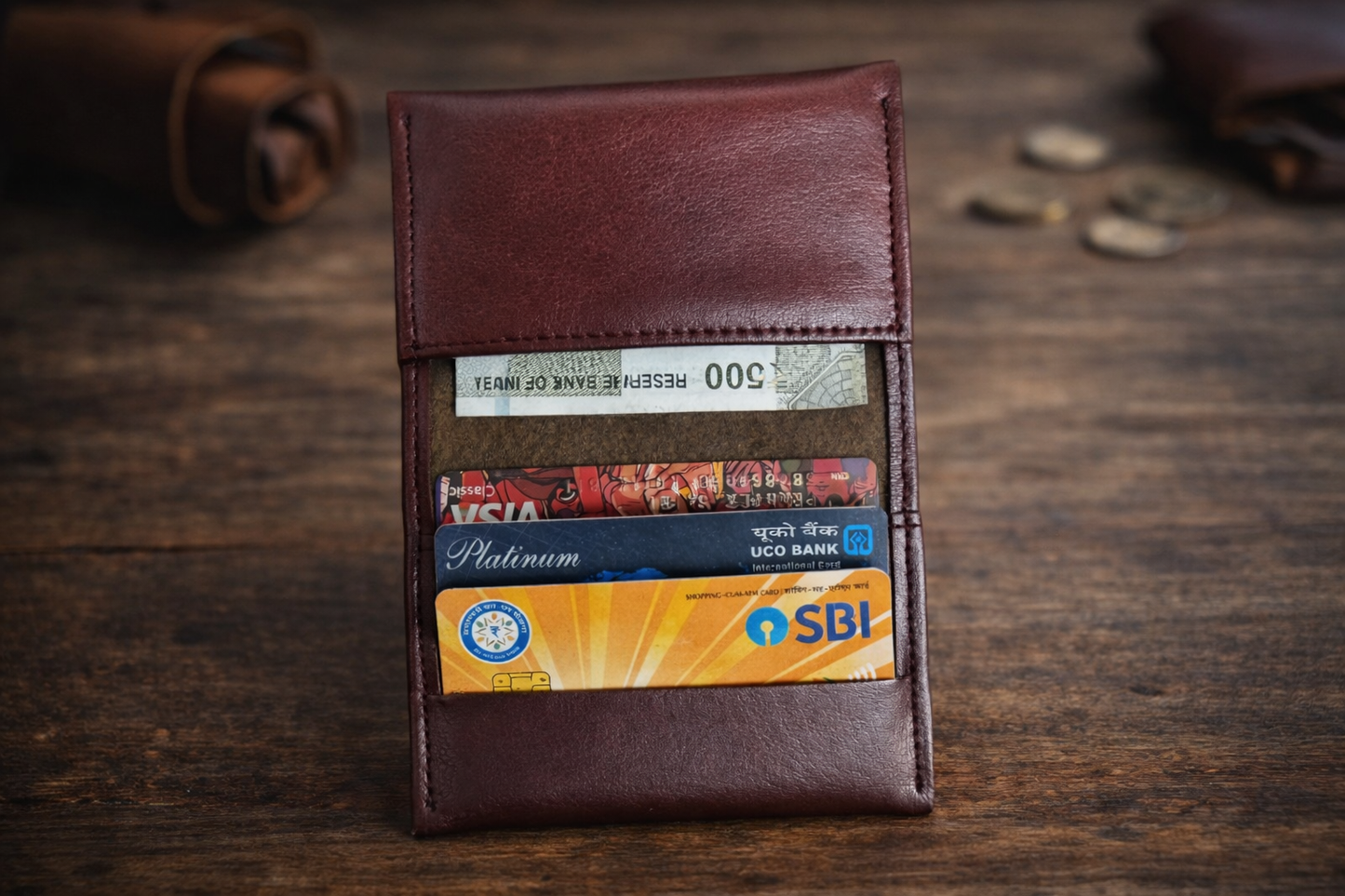 Slim Classic Vegan Leather Card & Cash Wallet