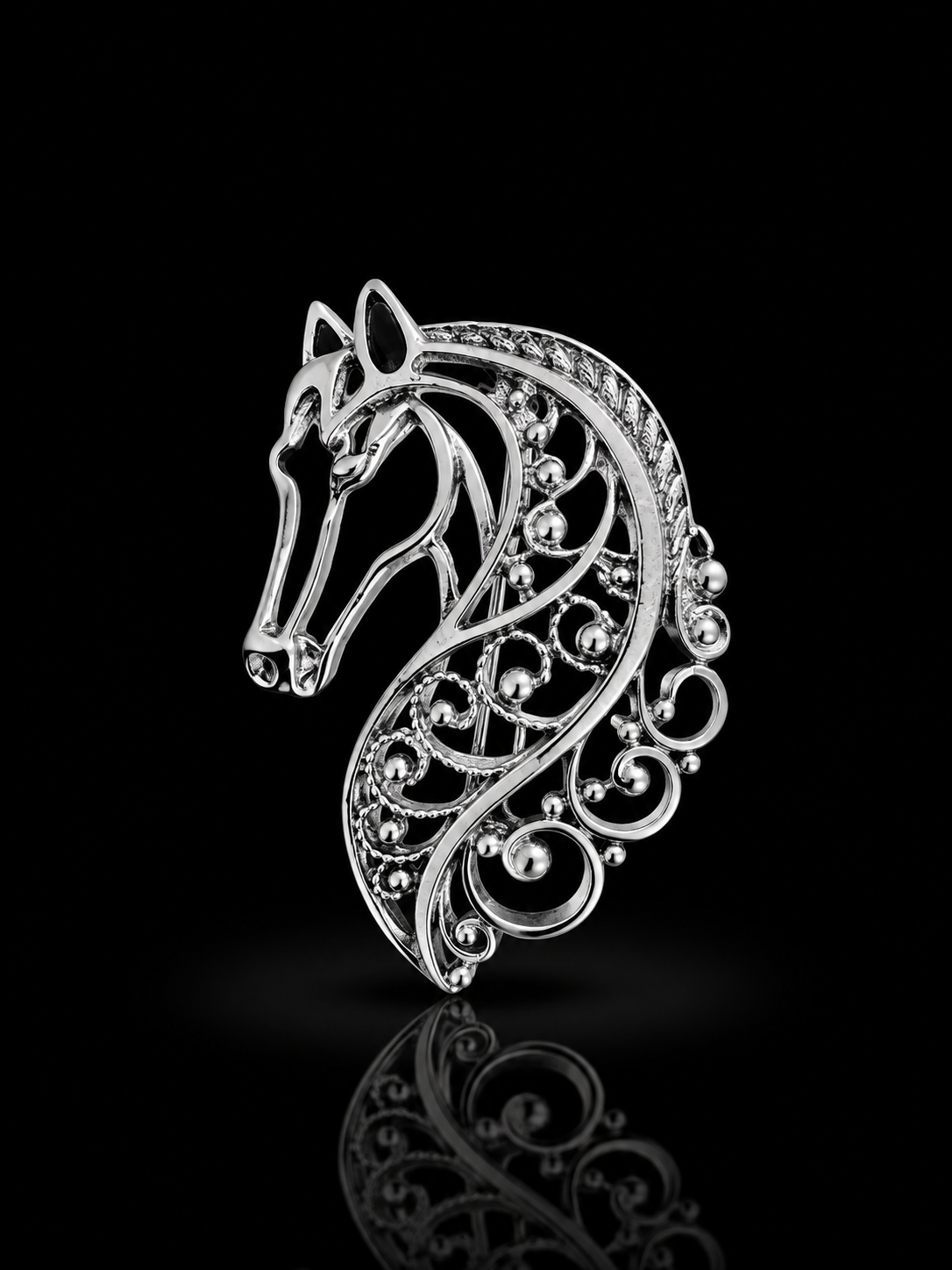 Royal Horse Elegance Filigree Brooch