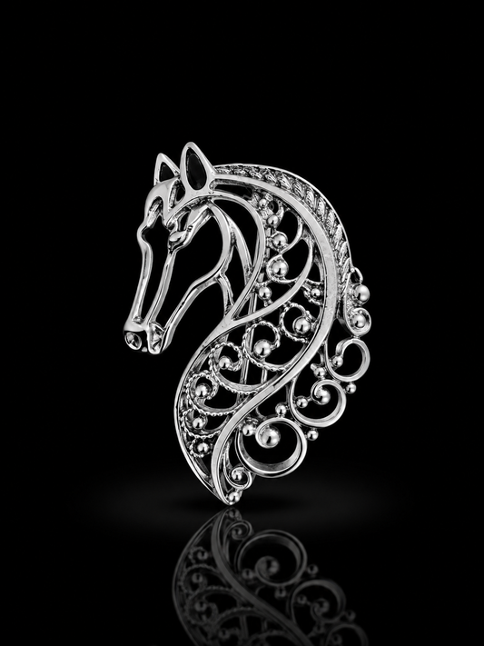 Royal Horse Elegance Filigree Brooch