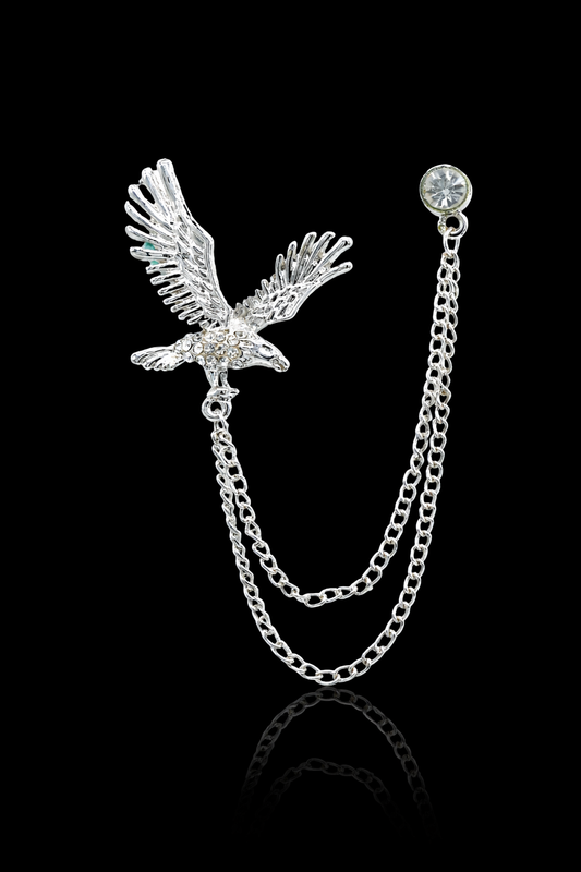 Silver Falcon Chain Brooch