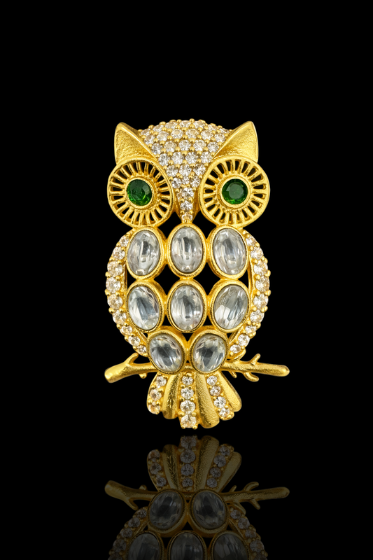 Royal Owl Crystal Brooch
