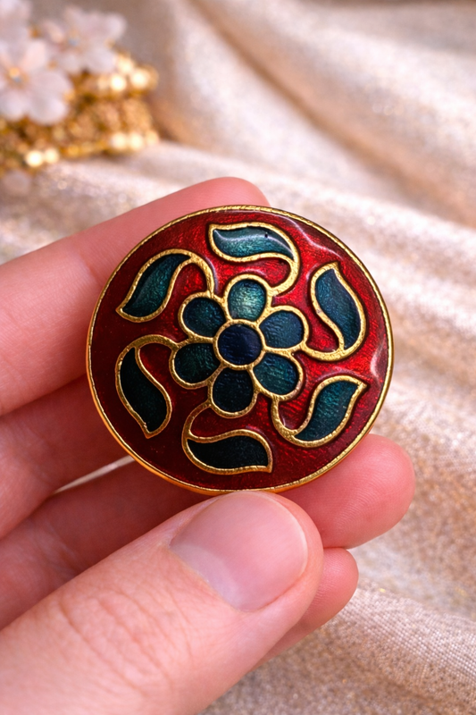 Royal Bloom Enamel Bandhgala Button