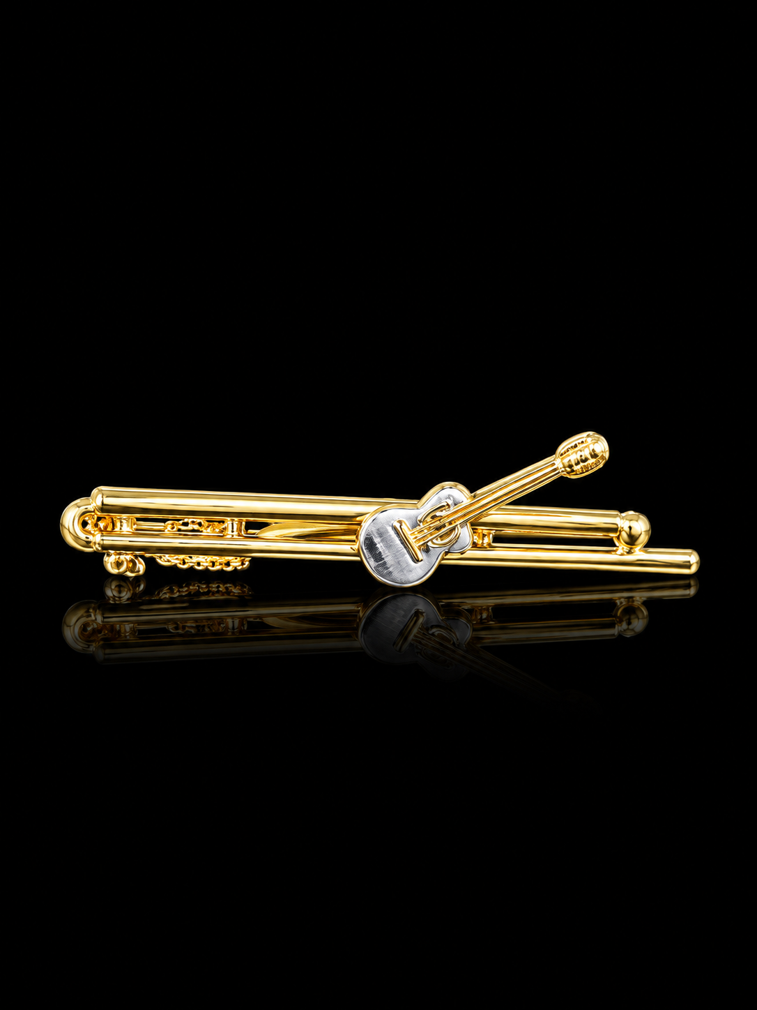 Guitar Tie Pin with Chain