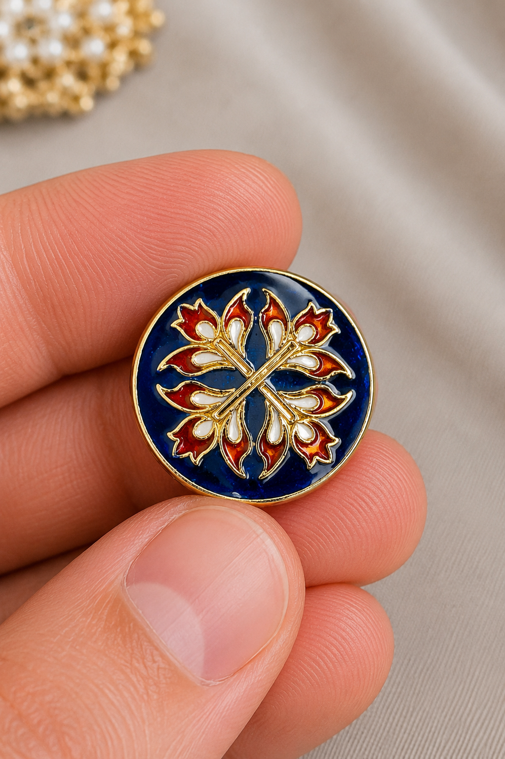 Blush Royale Floral Bandhgala Button