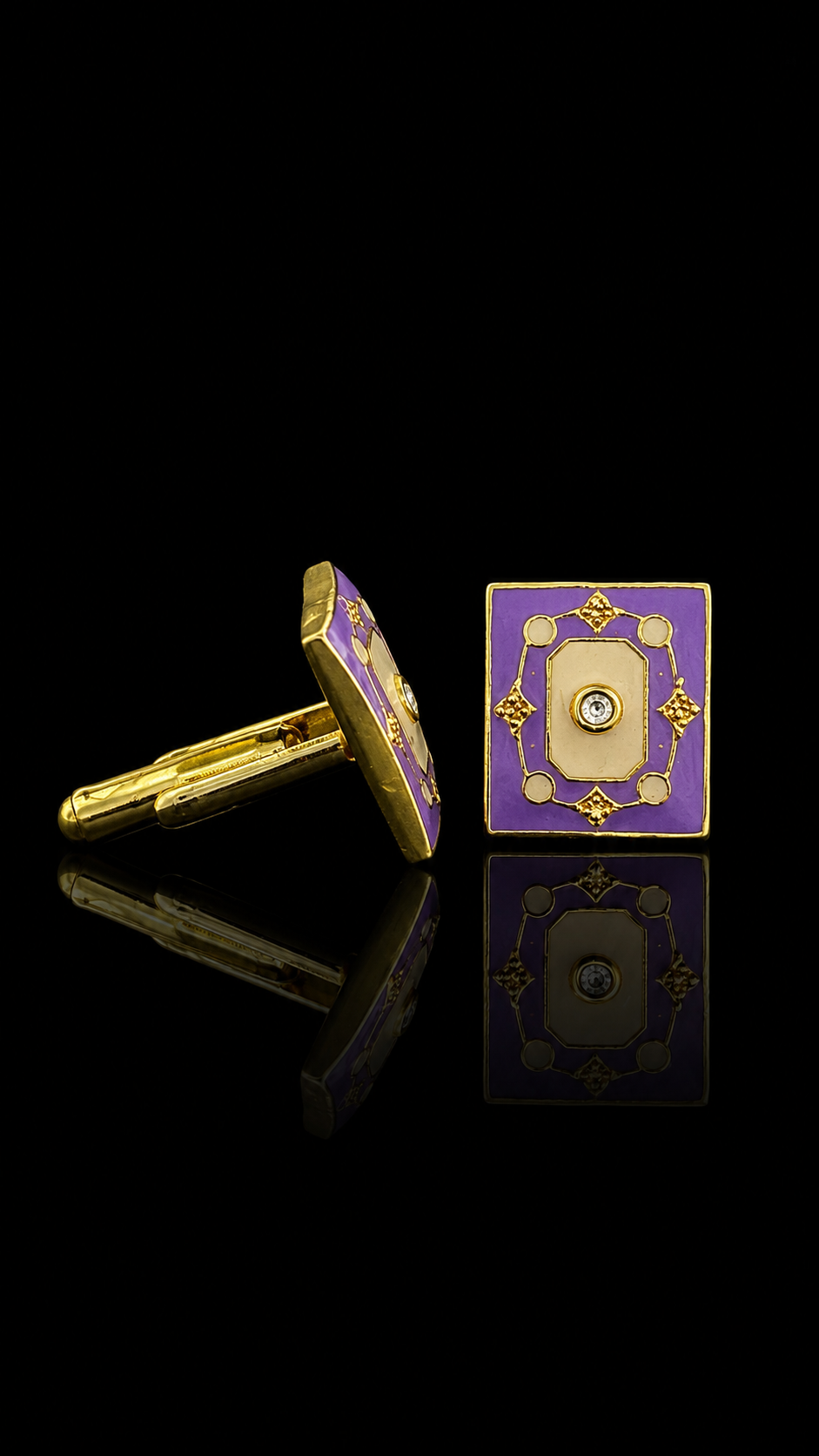 Regal Enamel Crystal Cufflinks