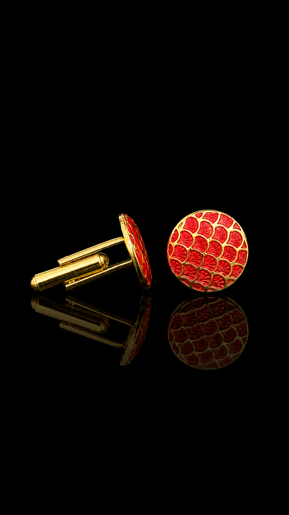 Royal Vermilion Fan Enamel Cufflinks