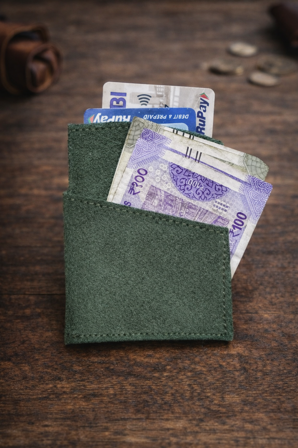Minimalist Green Leather Wallet