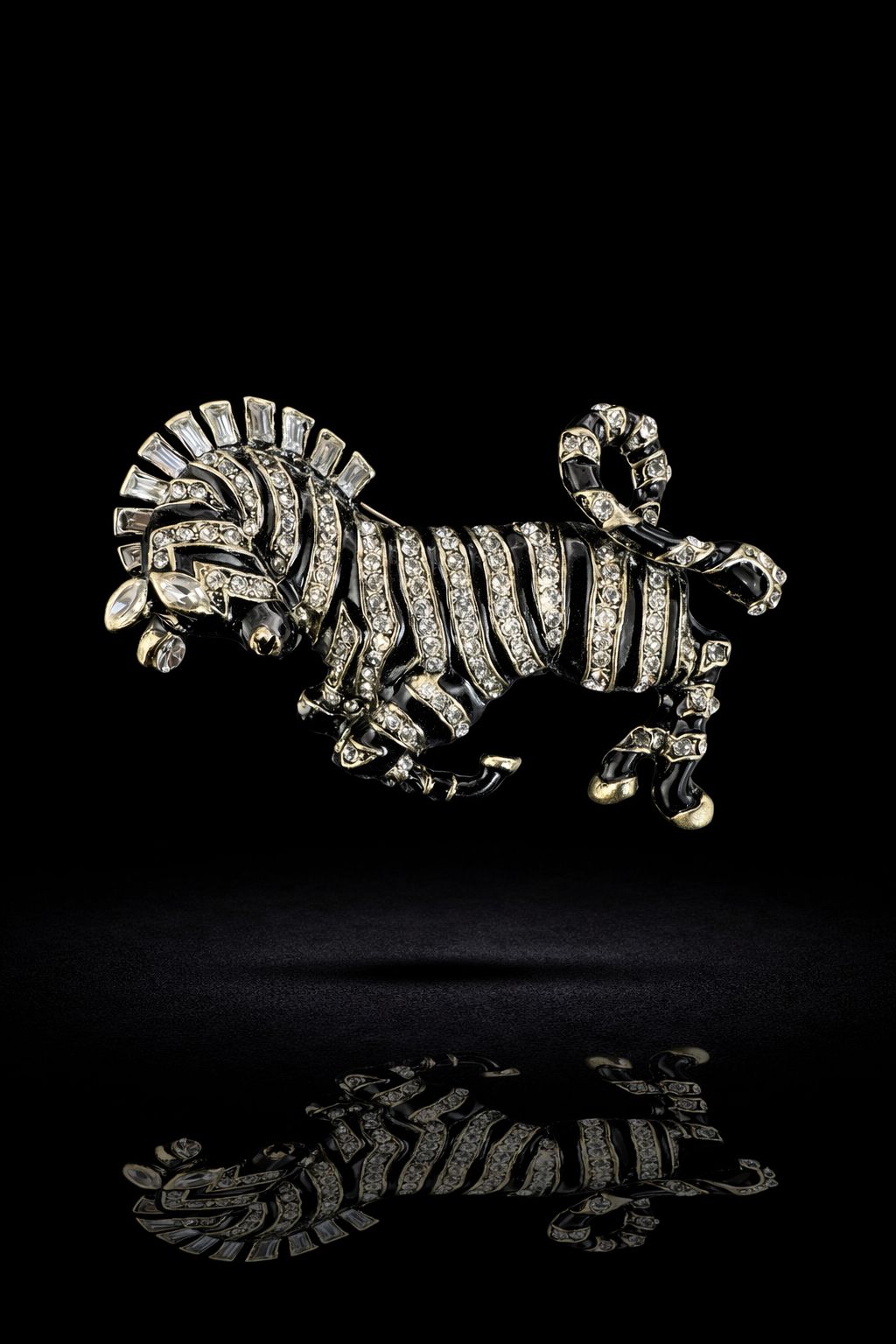 Midnight Stride Zebra Brooch