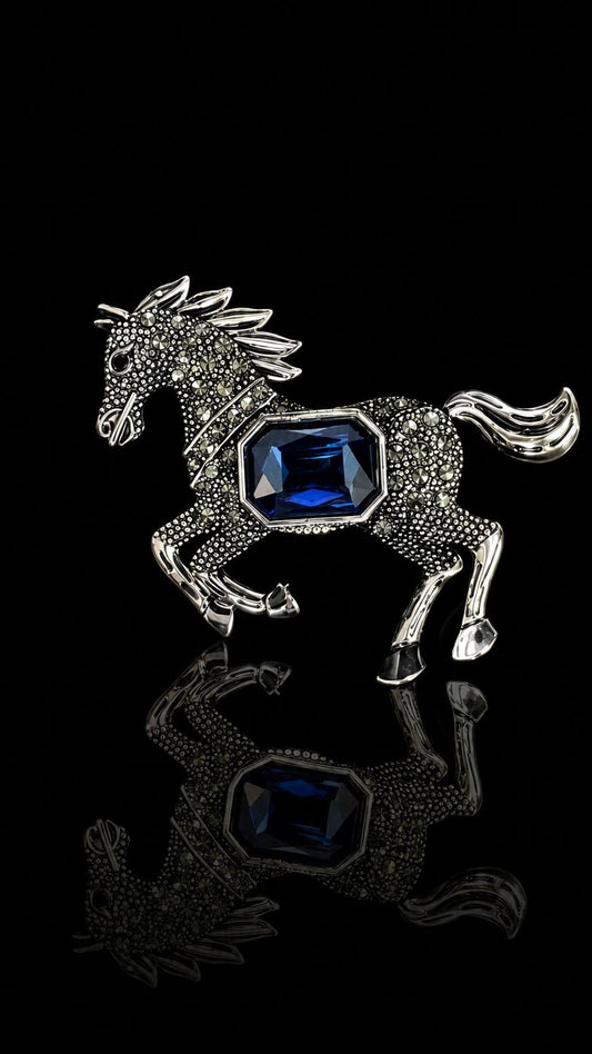 Royal Sapphire Stallion Brooch