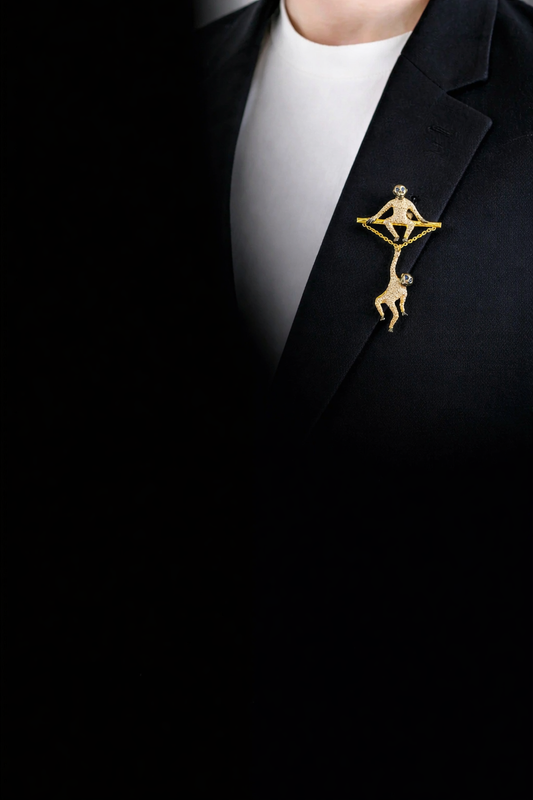 Tree Swinging Monkey Duo Brooch