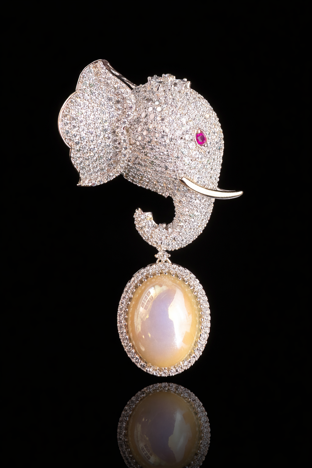 Majestic Elephant Drop Brooch