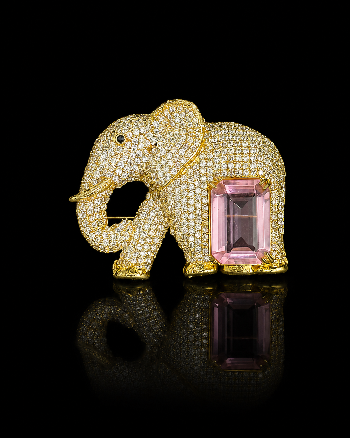 Royal Blush Elephant Brooch