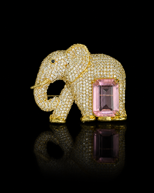 Royal Blush Elephant Brooch