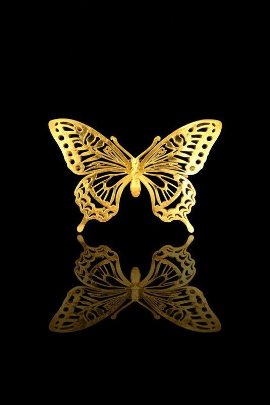 Golden Filigree Butterfly Brooch