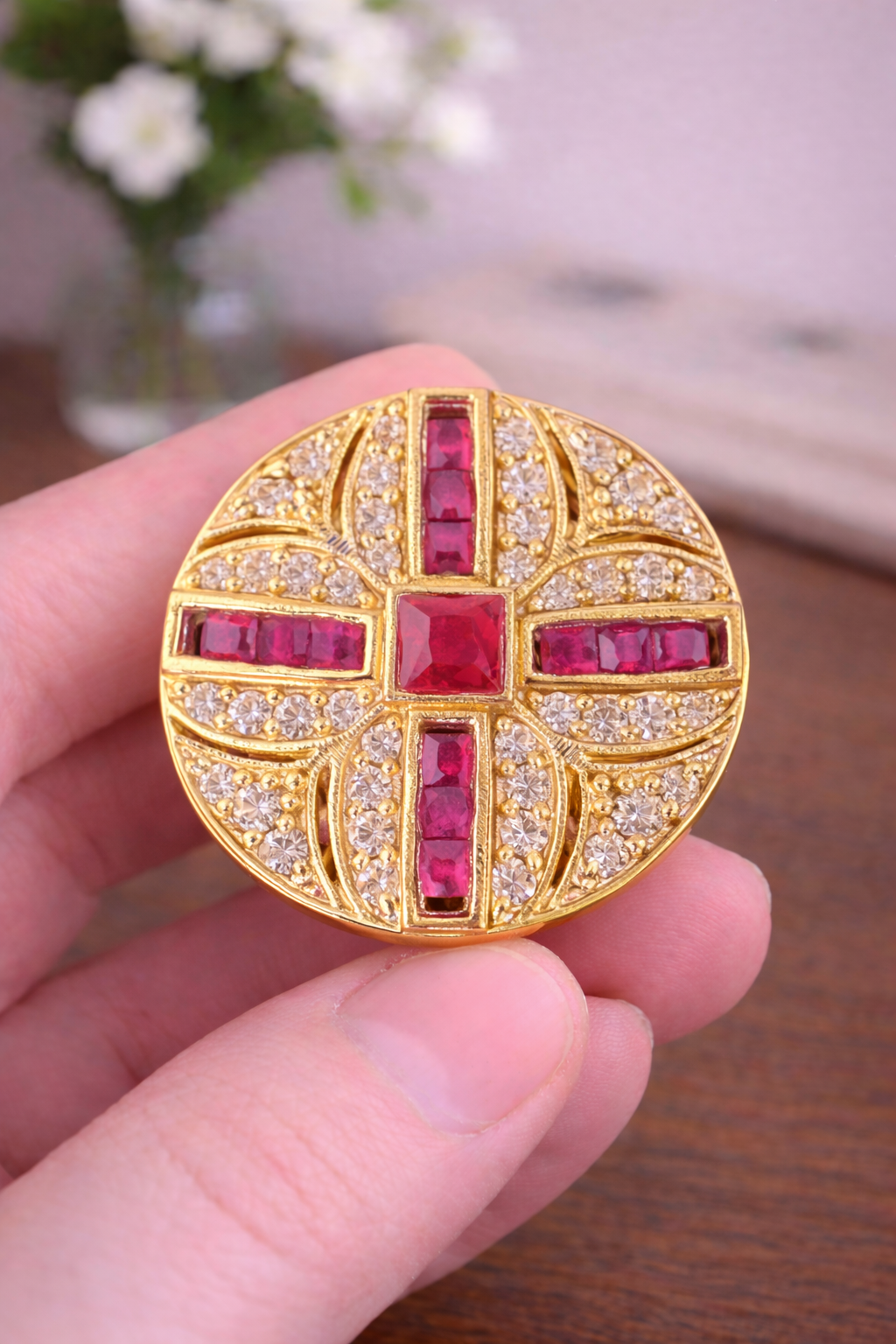 Royal Ruby Cross – Bandhgala Button