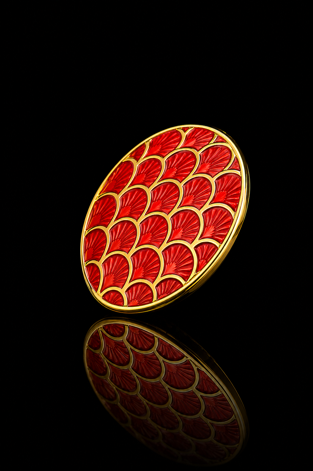 Royal Scarlet Round Brooch Pin