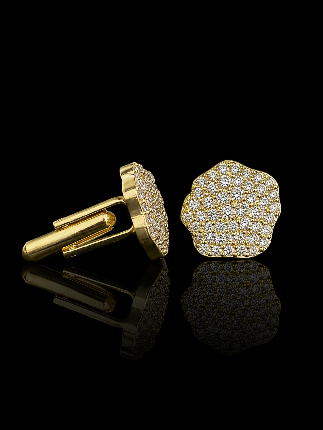 Luxury Diamond Cluster Gold Cufflinks