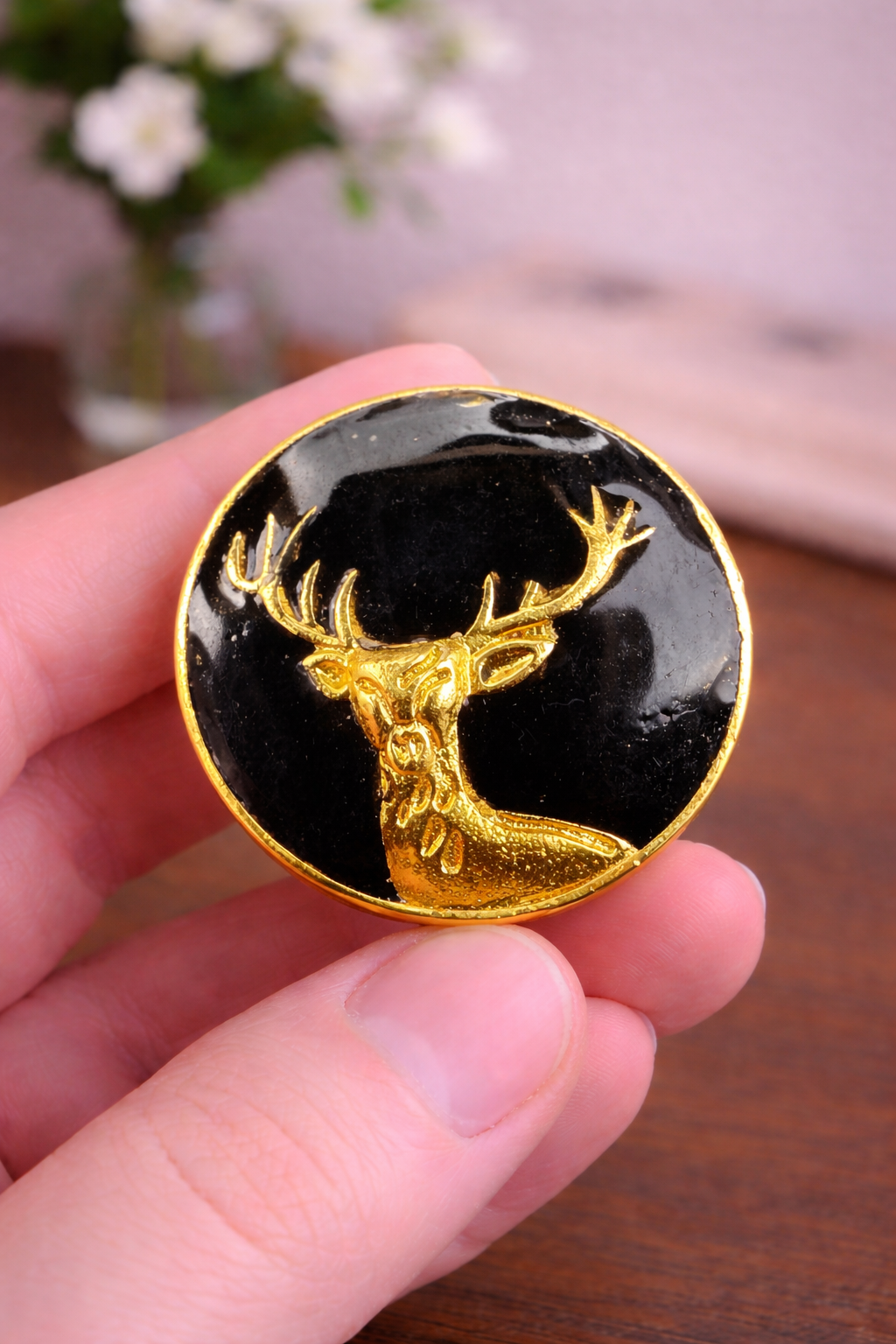 Noir Stag Heritage Bandhgala Button