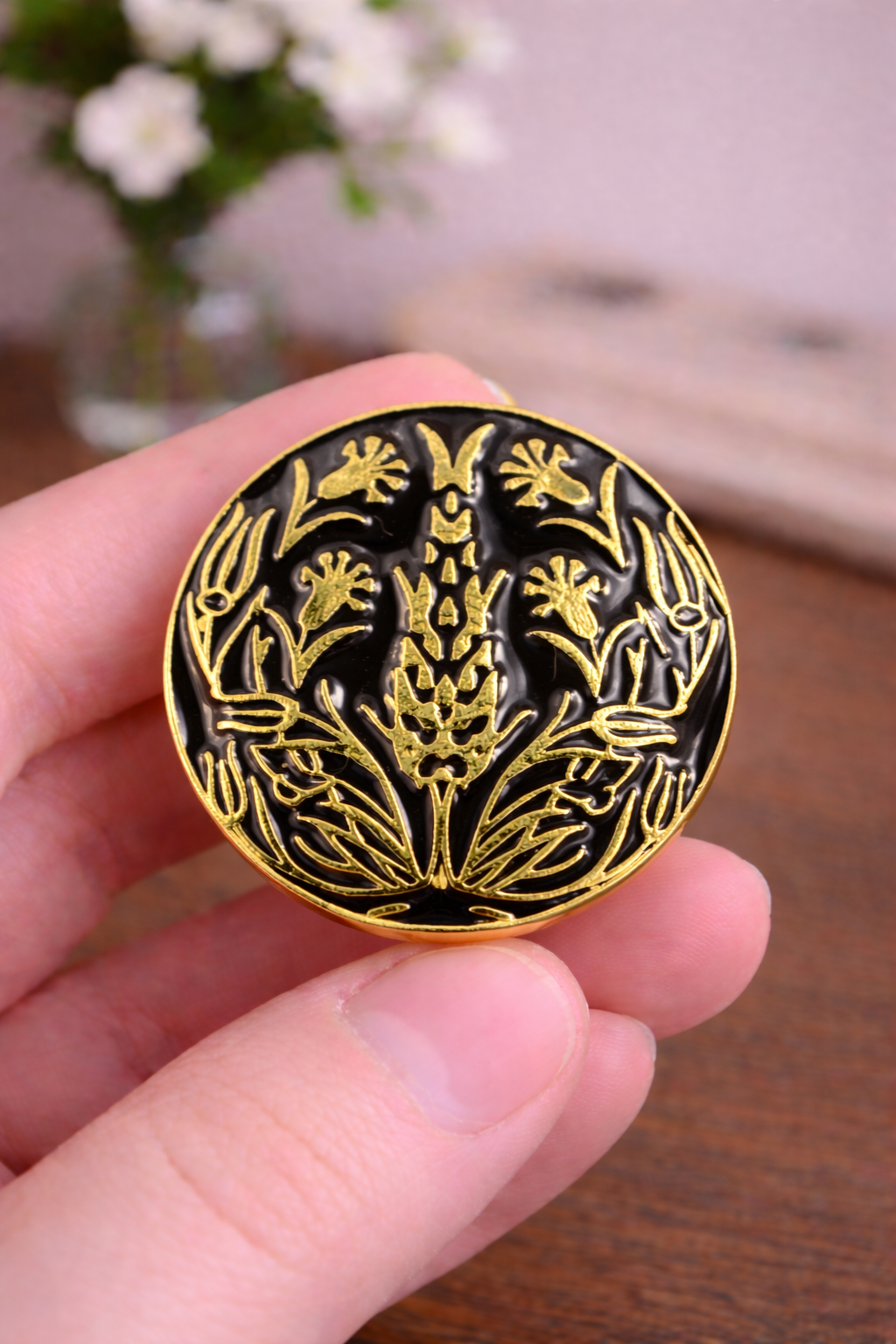 Heritage Noir Floral Bandhgala Button