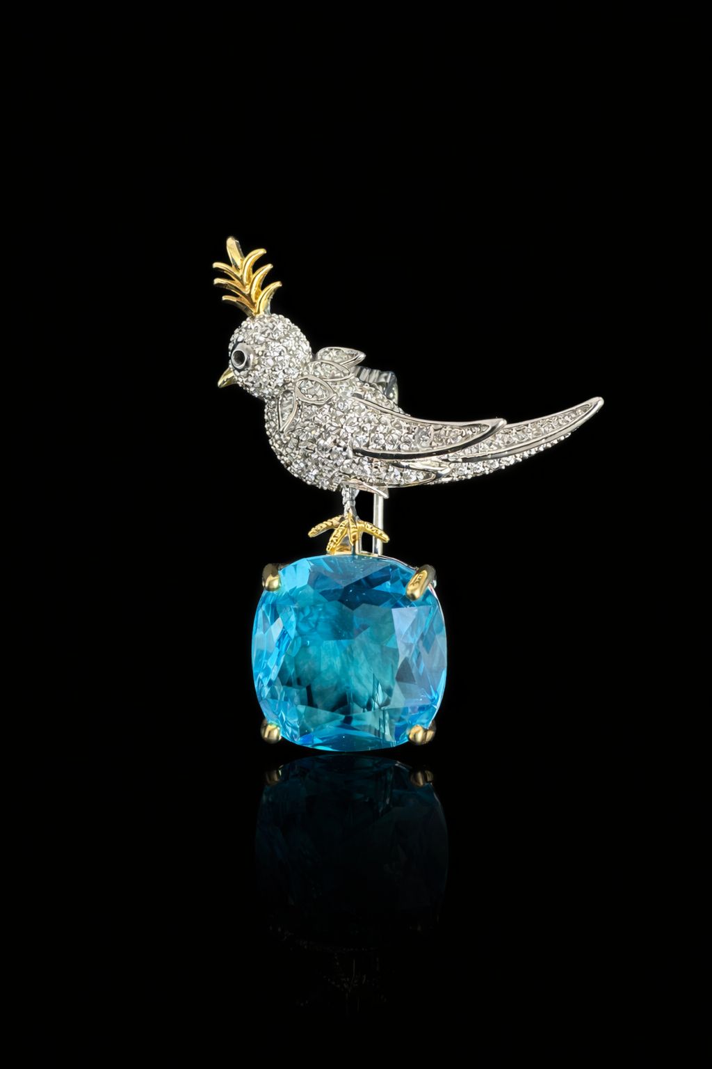 Azure Perch Bird Brooch